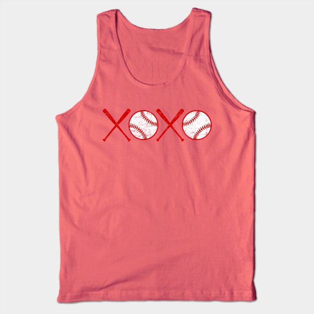 XOXO Love Baseball Hugs and Kisses Red and White Tank Top by TeeCreations